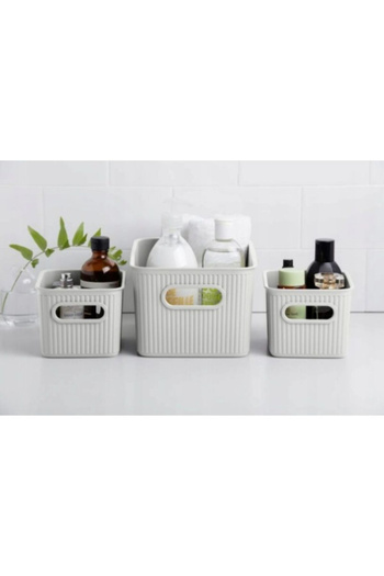 Tatay 3-Piece Impact Resistance Vertical Wavy Design Rectangular Multipurpose Storage Basket Set