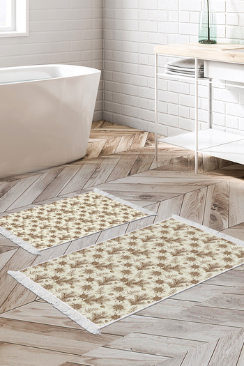 Alanur Home Non-Slip Base Djt Toilet Set Star Cotton Fringed Vintage Al5009 Beige