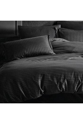 Pucioasa Set of 2 cotton damask pillowcases 45x45cm, black