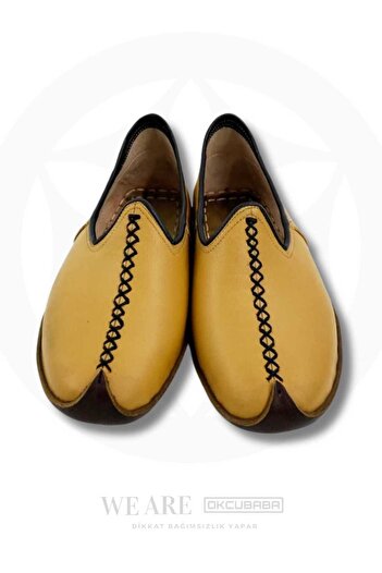 okcubaba Mustard Handmade Yemeni – Genuine Leather Traditional Shoes