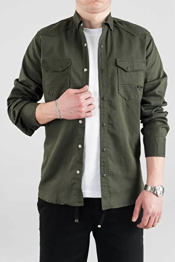 bombe Men's Denim Shirt Khaki