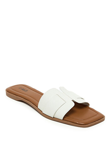R&B Ivory WoMen's's Textured Flat Sandals