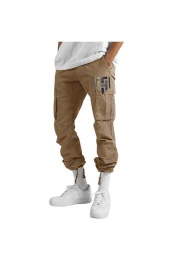 huitich Men’s Casual Multi-Pocket Workwear Trousers Khaki, Size L