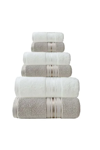 huitich 8-Piece Cotton Towel Set Khaki and White