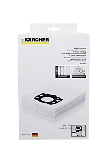 Karcher 4-Piece Fleece Filter Bag Set – High-Efficiency Dust Collection Bags for Vacuum Cleaners