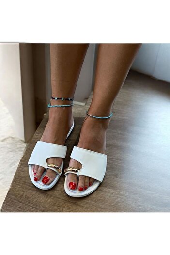 NE&VE SHOES Білі шкіряні капці з ремінцем між пальцями для жінок, стильні та зручні