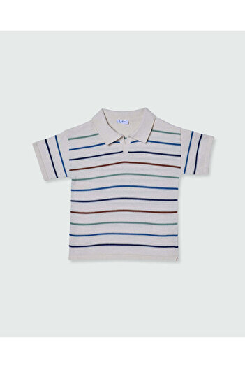 Ovs Cotton Polo Shirt With Striped Design