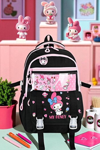 Shopiolog Girl's Primary School Orthopedic Set of 3 Pen Holder Lunch Bag with 3 Compartments Water Bottle
