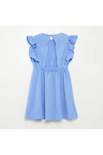 KIABI Ruffled waffle fabric dress BLUE
