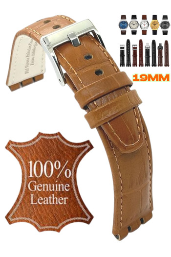onlinekordon ⌚   Swach Compatible 19mm Genuine Leather Watch Band |   Antiallergic Primer with Disassembly Device and Color Options