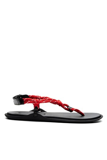 Sofia Baldi Rope Red Textile Women's Flat Sandals