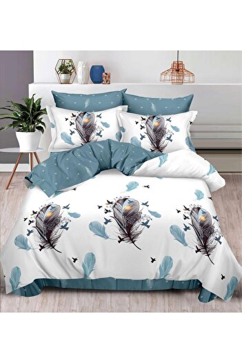CHIRASO FINE Cotton Bedding Set, ELASTIC Sheet 180x200+25cm, Duvet Cover 200x230cm 4 Pillowcases