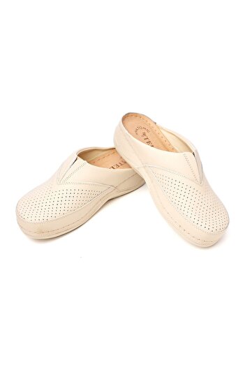 Tellus Women's leather medical clogs 25-06, Beige