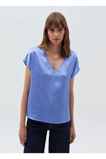 Ovs Satin Blouse With V Neck