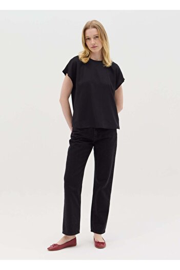 Ovs Black Short Sleeve Viscose Blouse