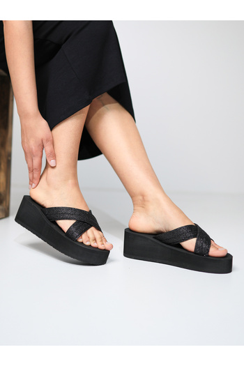 HANOX Grace High Platform Heel Women's Cross Beach Slippers (6.5) cm
