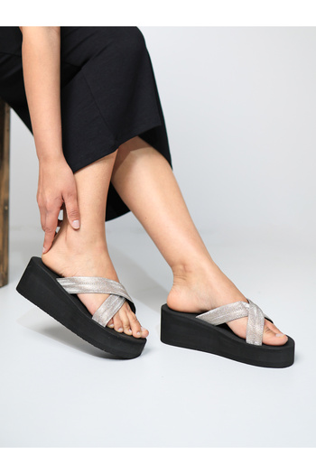 HANOX Grace High Platform Heel Women's Cross Beach Slippers (6.5) cm