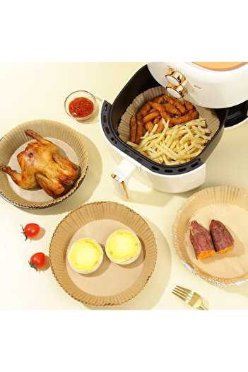MOAWAVE Air Fryer Baking Paper Set, 50 Pieces, Disposable, 20 cm, Brown MOAWAVE™