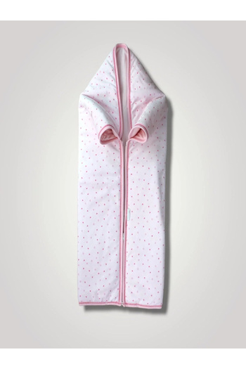 BabyBird Newborn Heart Printed Zippered Velvet Baby Blanket Pink