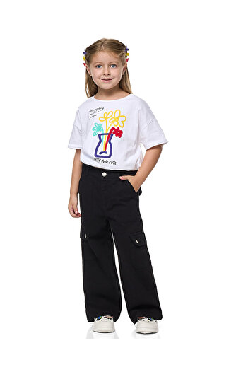 R&B Black GIRLS WOVEN PANT 2-8Y