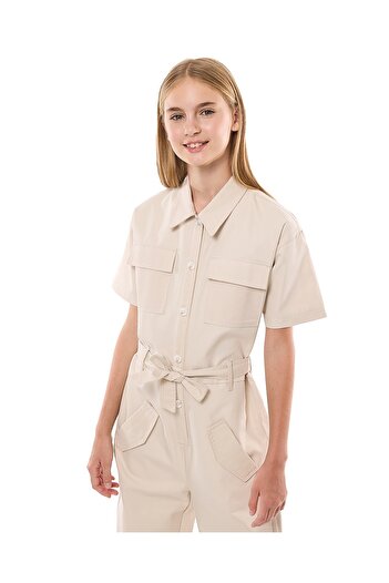 R&B Beige GIRLS DUNGAREES 8-16Y
