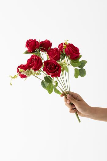 Güleç Yapay Çiçek Artificial Rose Bouquet 9 Branches Red