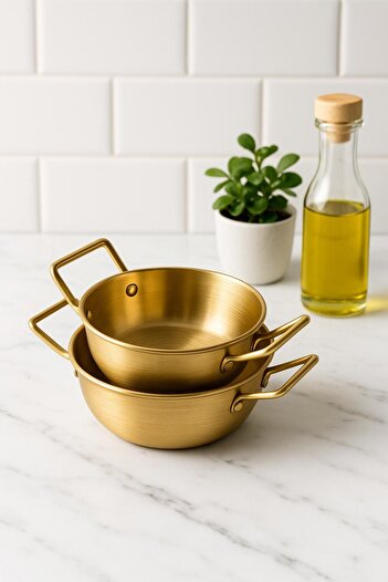 Qerhome 2'li Gold Çelik Sunumluk 10 cm & 12 Cm