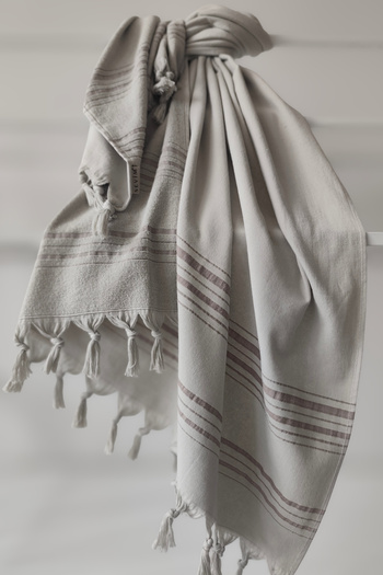 Sevim Striped Towel Peshtemal 90X170Cm - Soft Beach Towel - 100% Cotton Light Gray