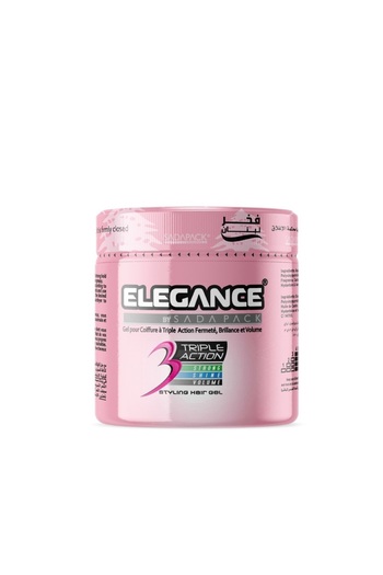 Elegance Triple Action Hair Gel – Pink, 250ml – Strong Hold, Glossy Finish, Flexible Styling