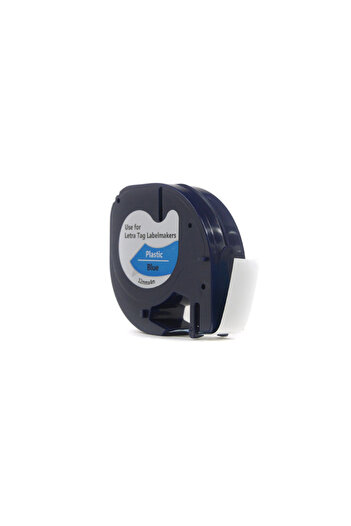 JetWorld Bandă de schimb Dymo LetraTag negru pe albastru, 12 mm x 4 m (59426, 91205, 91335, 91225)