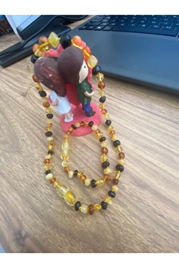 Ezgdesign KEHRİBAR doğal taş bebek kolye bileklik