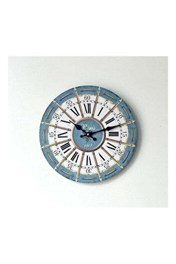 Generic European Roman Retro Wall Clock White/Blue/Black