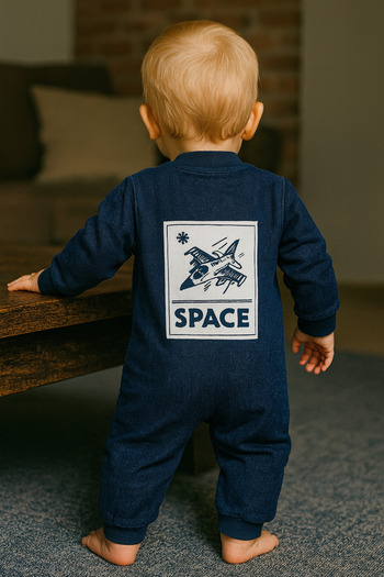 tinytrends Baby Unisex Cotton Space Dream Denim Jumpsuit