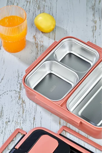 Elista YK-1392 SPECIAL SERIES LUXURY STAINLESS STEEL 3 BAG FOOD CONTAINER FOOD THERMOSE-PINK