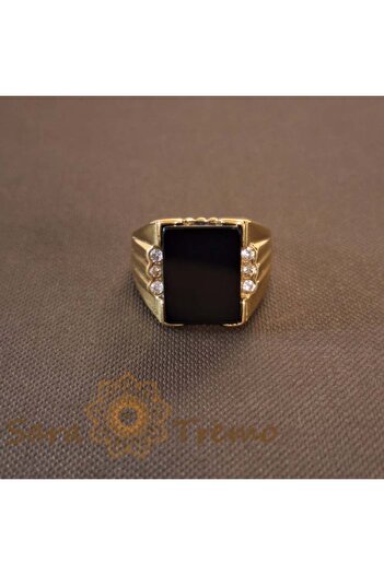 saratremo Masonic Ring with Zirconia Crystals, 1.7 cm Width