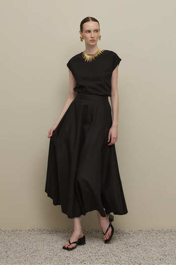 Fahhar Godeli Lyocell Linen Skirt Black