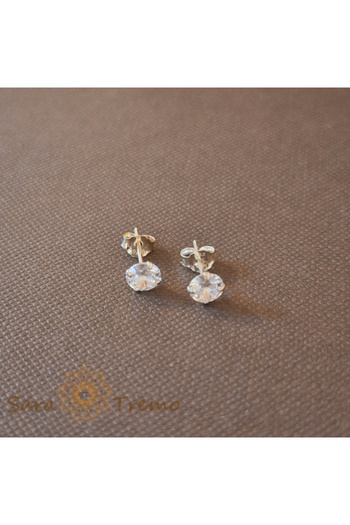 saratremo Unisex Earrings with White Zirconia - Silver 925, 5 mm
