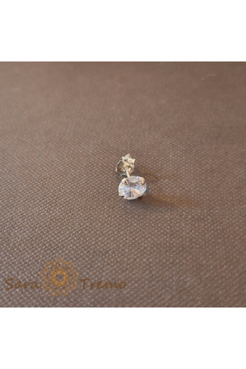 saratremo Unisex Earring with White Zirconia Crystal - Silver 925, 6 mm