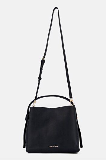 Anne Klein Women Hardware Logo Shoulder Bag, Black