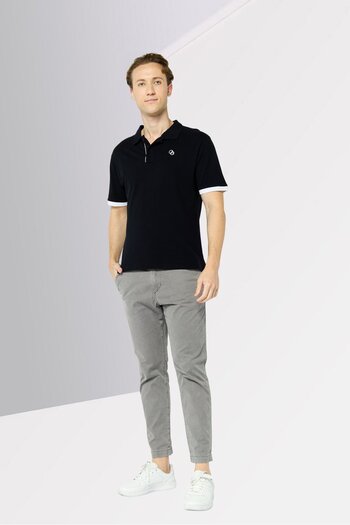 Cavalli Class Men Regular Fit Short Sleeve Embroidered Polo Shirt, Black
