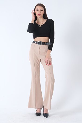 FA Butiq Women's Spanish Leg Beige Pants