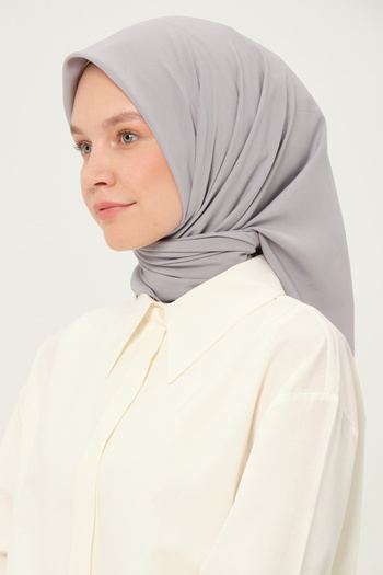 Madame Polo Plain Chiffon Square Scarf Silver