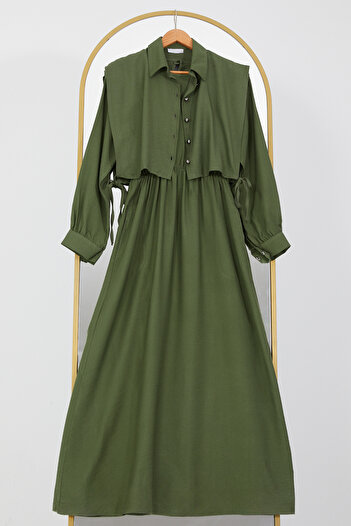 DPARİS Hijab Dress with Tie-Up Vest on the Sides