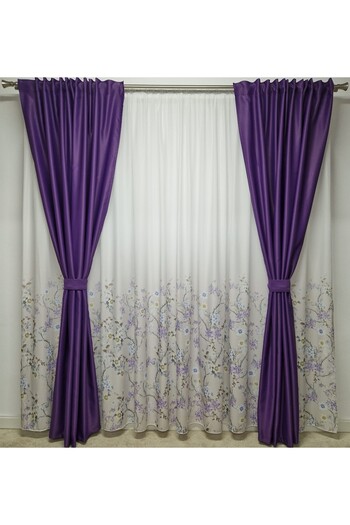 Perdelenoi by Igni Comex Blackout Curtains Purple Uni with Rejansa set of 2 pieces