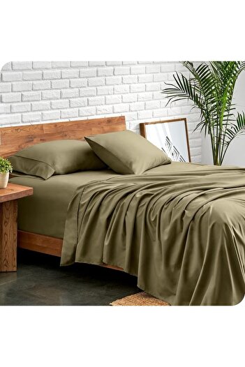 Kotonia Home bed sheet, 100% cotton, Olandina color, 220x240 cm, olive