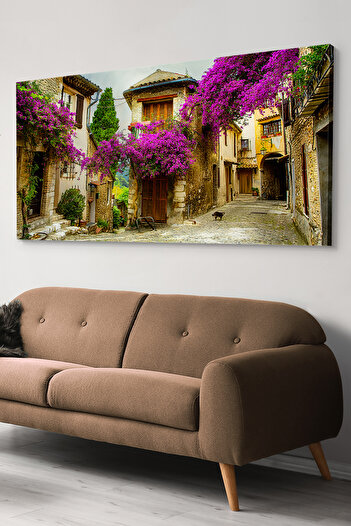 Evinemoda Stone Street One Piece Canvas Painted with Begonias - Canvas Painting