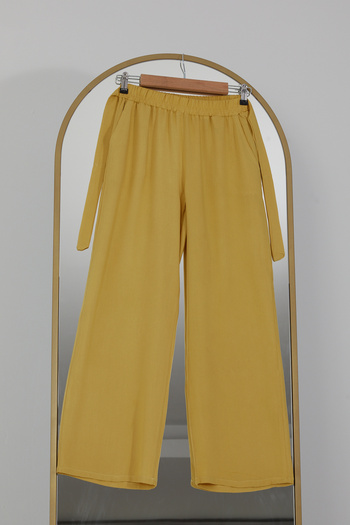 DPARİS Elastic Waist Relaxed Fit Loose Leg Casual Trousers