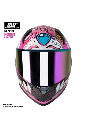 MTS HORUS LADY PINK Full Face Kadın Kaskı M-910 – Güneş Vizörlü, DOT/CE Onaylı, Kadın Tasarımı