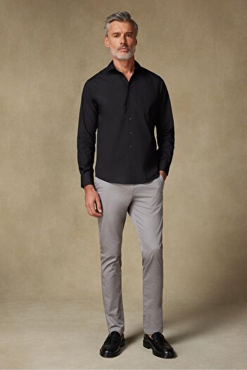 Abbate Ανδρικό πουκάμισο BB Club Lima Poplin Cotton Polyester Regular Fit Μαύρο Κλασικό Πέτο Ανδρικό Πουκάμισο