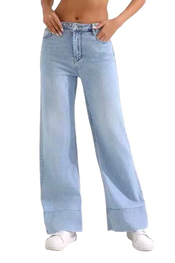 FashionForYou St. Louis baggy jeans with oversized hem and pockets, Snow blue, S